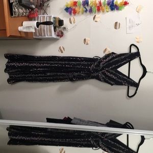 Deep navy and floral v neck Jumpsuit